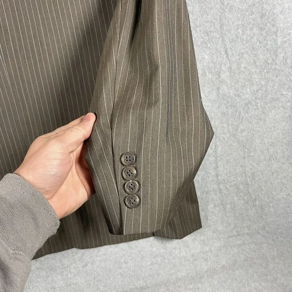 Burberry London 100% Wool Brown Striped Men's Blazer Sport Jacket 40R + Pants - Picture 9 of 14